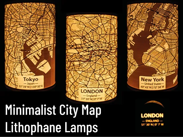 Minimalist City Map Lithophane Lamps