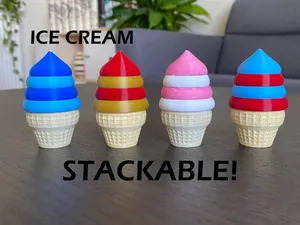 Stackable ice cream with cone (Easy print)