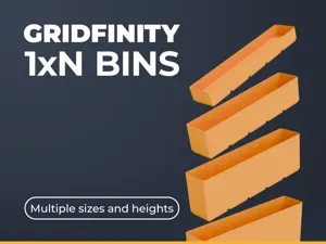 Gridfinity 1xN Bins - 5 Sizes, 4 Heights