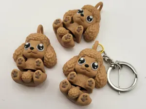 Poodle Keychain Articulated Flexi Toy Charm Kawaii