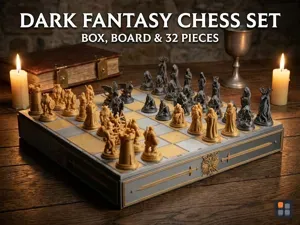 Witcher-Inspired Chess Set with Box & Board