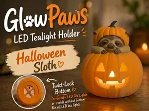 Sloth GlowPaws Tealight Holder Pumpkin