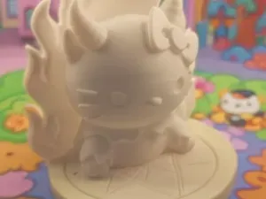 Hello Kitty démoniaque enflammée sur pentacle