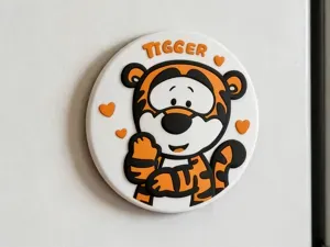 跳跳虎多色打印冰箱贴-可爱卡通徽章-动漫磁吸家居装饰-预留4X2孔位