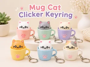 Mug Cat Clicker Keyring