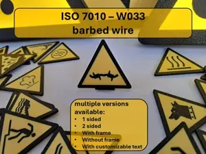 Warning - Barbed wire - W033 ISO 7010
