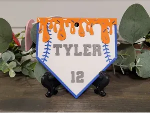 Drip Baseball Home Plate Keychain and Bag Tag