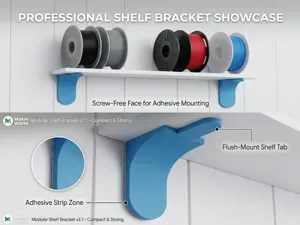 Heavy-Duty No-Drill Shelf Bracket (Adhesive Mount)
