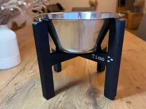 Personalized Dog Bowl Stand with Heart Design