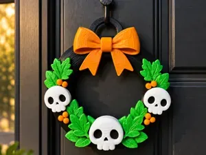 Halloween Skull Wreath – Spooky Door Decoration