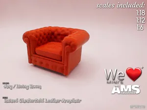 Raised Chesterfield Leather Armchair 1:12 1:18 1:6
