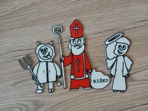 St. Nicholas with angel & devil - Coloring gift