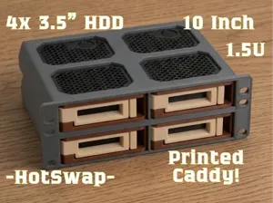 10" Rack 1.5U 4x 3.5" caddy HDD Module HotSwap
