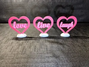 live, laugh, love hearts with stand