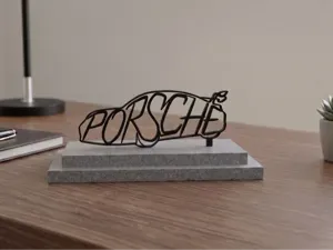 Porsche 911 GT3 Silhouette Typographic Desk Statue