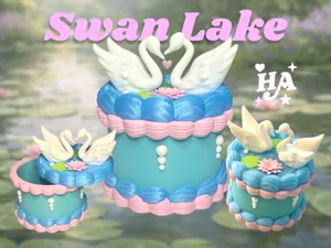 Swan Lake Cake Romantic Elegant Valentine Gift