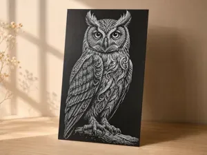 Ornate Owl - Detailed HueForge Wall Art