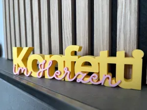 Konfetti im Herzen Schriftzug modern Deko