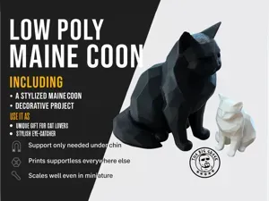 Low Poly Maine Coon – Stylized Cat