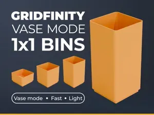 Gridfinity 1x1 Bins - Vase Mode! - 4 Heights!