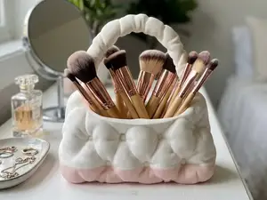 Quilted Handbag Makeup Brush Holder Organizer