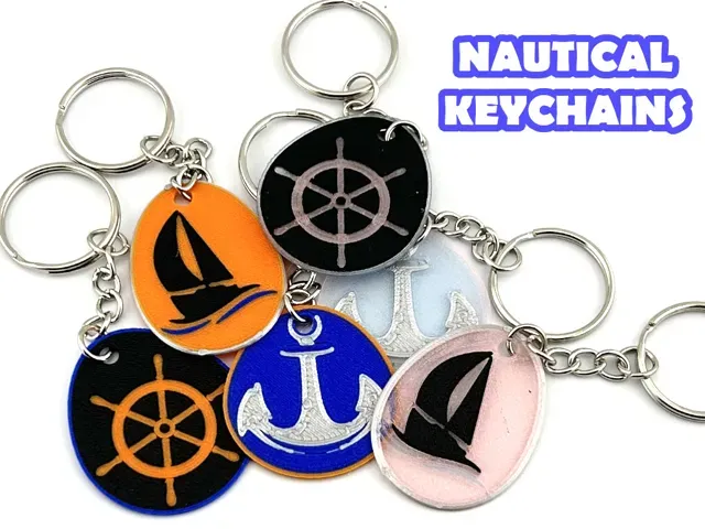 3 Nautical Keychains Set – Anchor, Sailboat, Helm