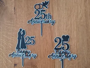 25th Wedding Anniversary Cake Topper
