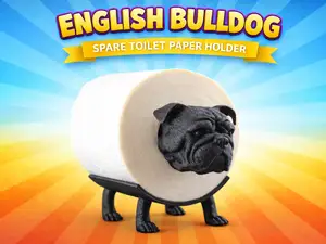 English Bulldog Toilet Paper Holder - Fits all