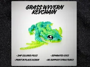 Grass Wyvern + Keychain - articulated