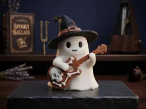 Spooky Guitar Ghost Halloween Skelett Deko AMS