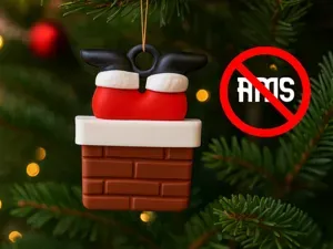 Santa in chimney Christmas tree ornament