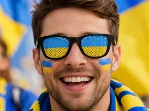 Ukraine 3D Flag Fan Glasses Party