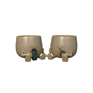 2 Macetas felices tomando mate, con termo y mate