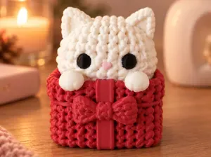 Gift Box Cat - Cozy Christmas Decor