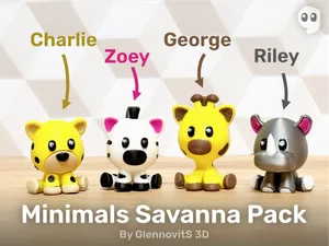 Minimals Savanna Pack (zebra giraffe cheetah rhino