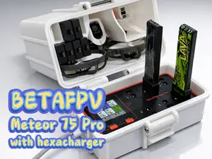 Meteor 75 Pro case with hexacharger