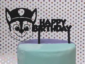 happy birthday paw patrol chase cake topper