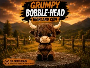 Grumpy Bobble head Highland cow