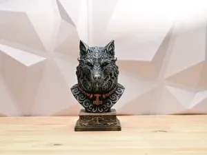 Fenrir Norse Wolf Bust - Detailed Viking Sculpture