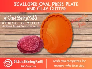 Scalloped Oval Clay Cutter and Press Plate Set