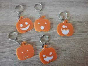 Multicolor multi piece Jack-o'-lantern keychain pack