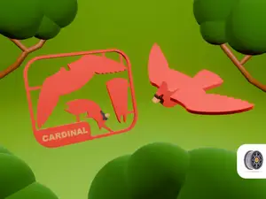Cute Cardinal Bird Kit Card | AMS Ready
