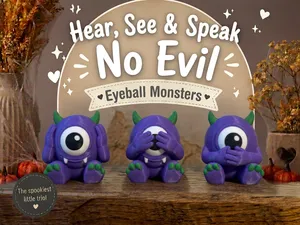 Hear, See & Speak No Evil Eyeball Monsters
