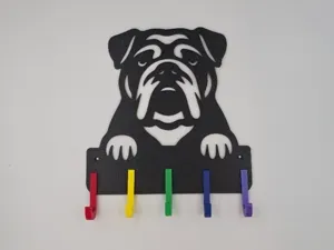 Dog Leash & Collar Holder, Bulldog