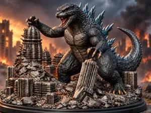 Godzilla Kaiju Diorama – Destroyed City Monster