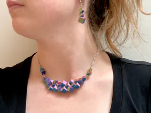 Geometric Cubic Statement Necklace and Earrings