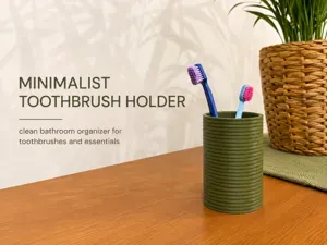 Minimalist Ribbed Toothbrush Holder |Organizer