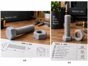 Parametric Nut & Bolt Generator M3-M12 Dado e vite