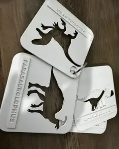 Dinosaur Stencil Set of 16 with names 100 x 100mm