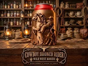 COWBOY BRONCO RIDER Wild West Koozie Can Holder